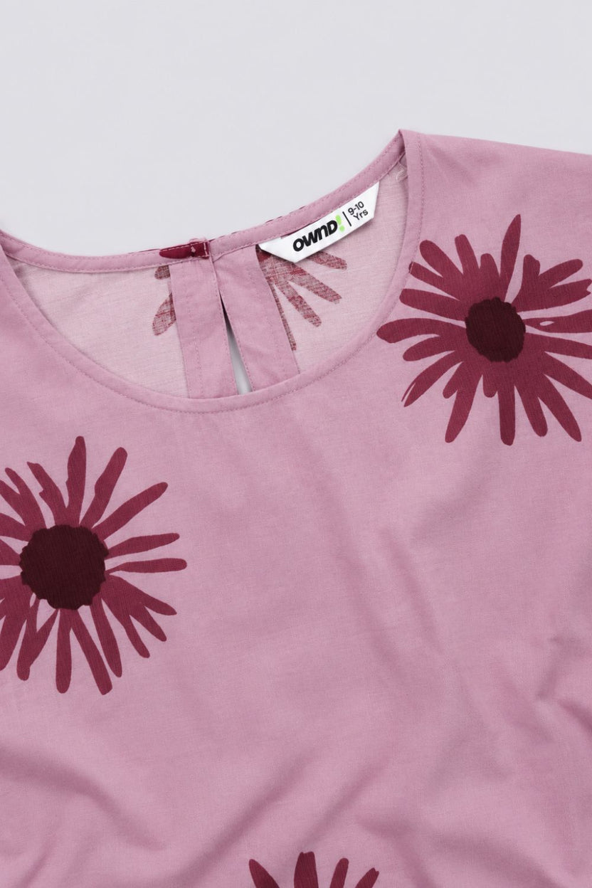 Girls Boxy Pink Floral Top - Image 6
