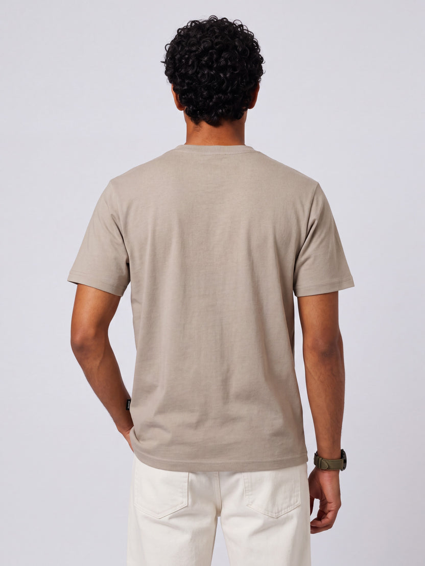 Mens Regular Fit Beige Solid T-Shirt - Image 5