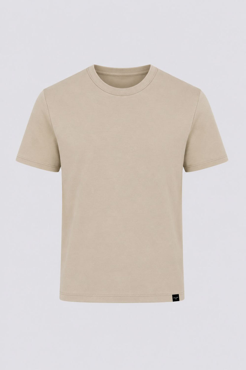 Mens Regular Fit Beige Solid T-Shirt - Image 7
