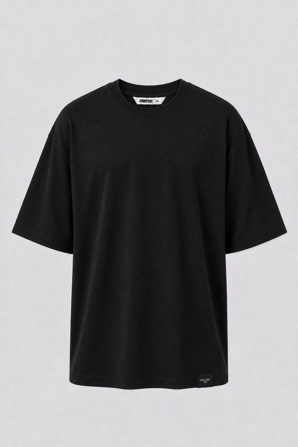 Mens Oversized Fit Black Solid T-Shirt - Image 7