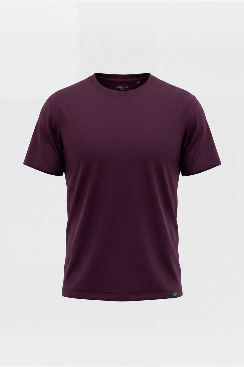 Mens Regular Fit Wine Solid T-Shirt - Image 7