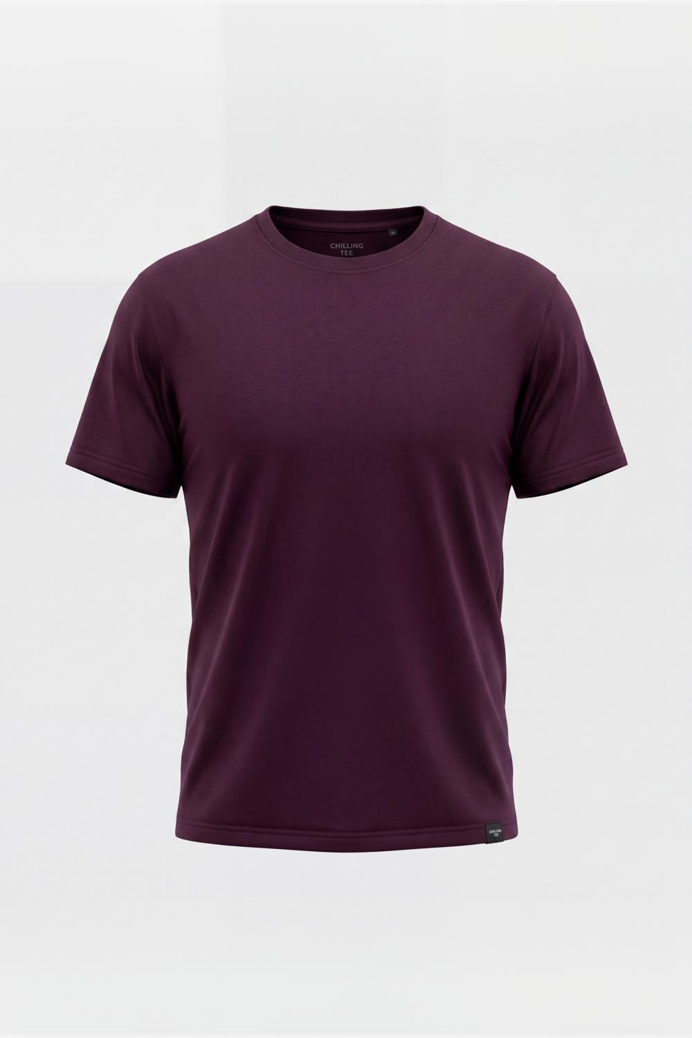 Mens Regular Fit Wine Solid T-Shirt - Image 7