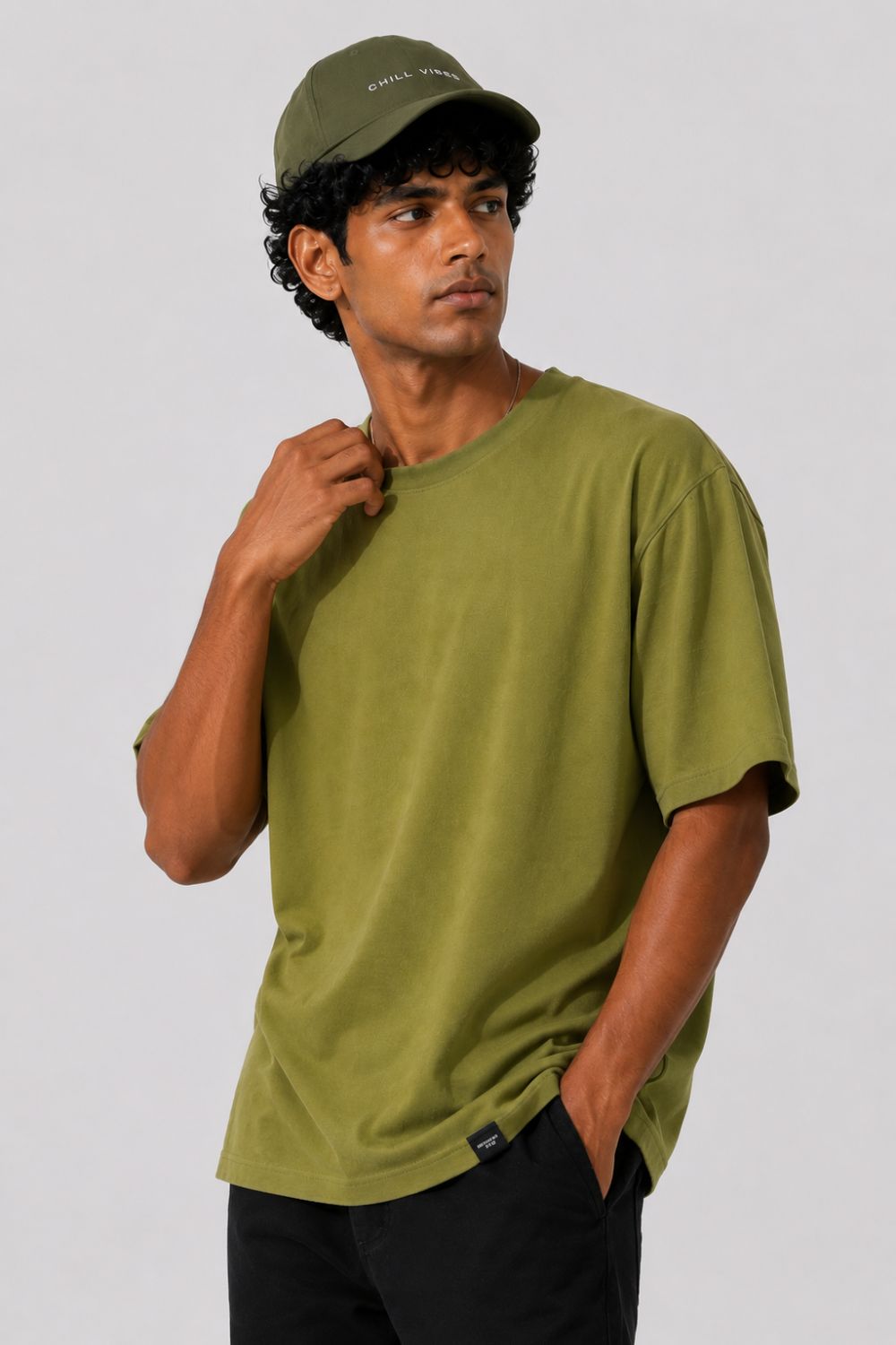Mens Regular Fit Olive Solid T-Shirt - Image 1