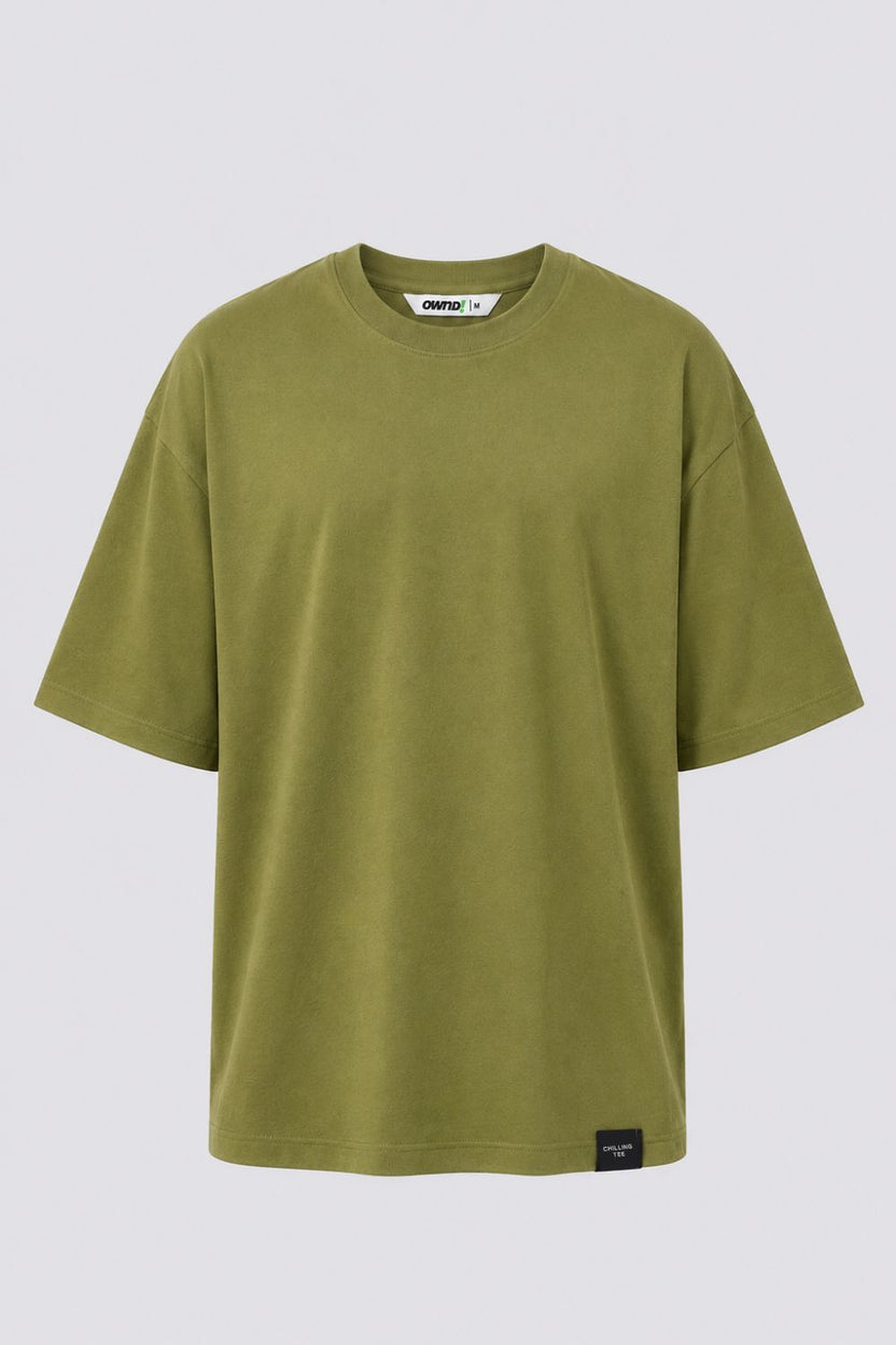 Mens Regular Fit Olive Solid T-Shirt - Image 7