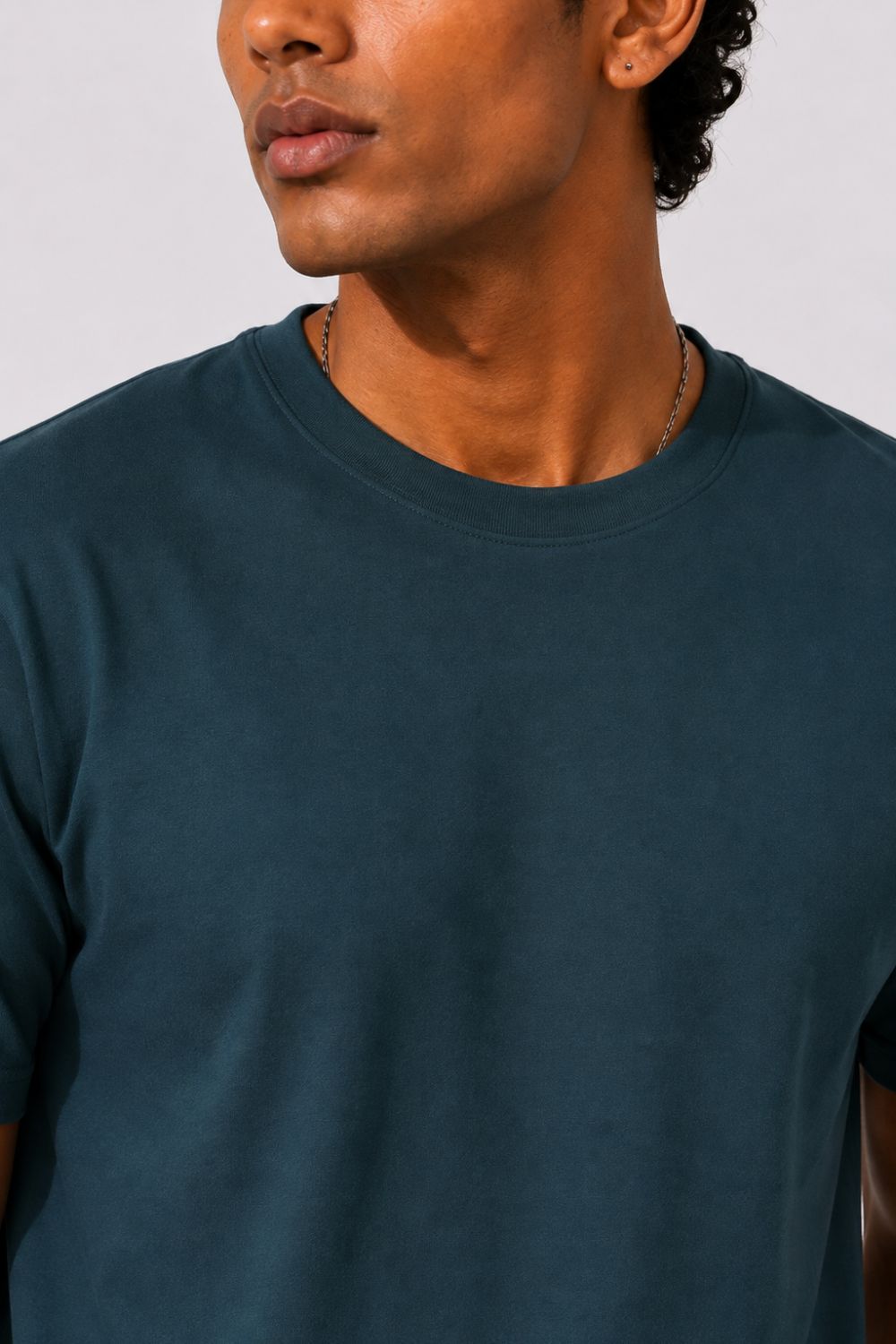 Mens Regular Fit Teal Solid T-Shirt - Image 9