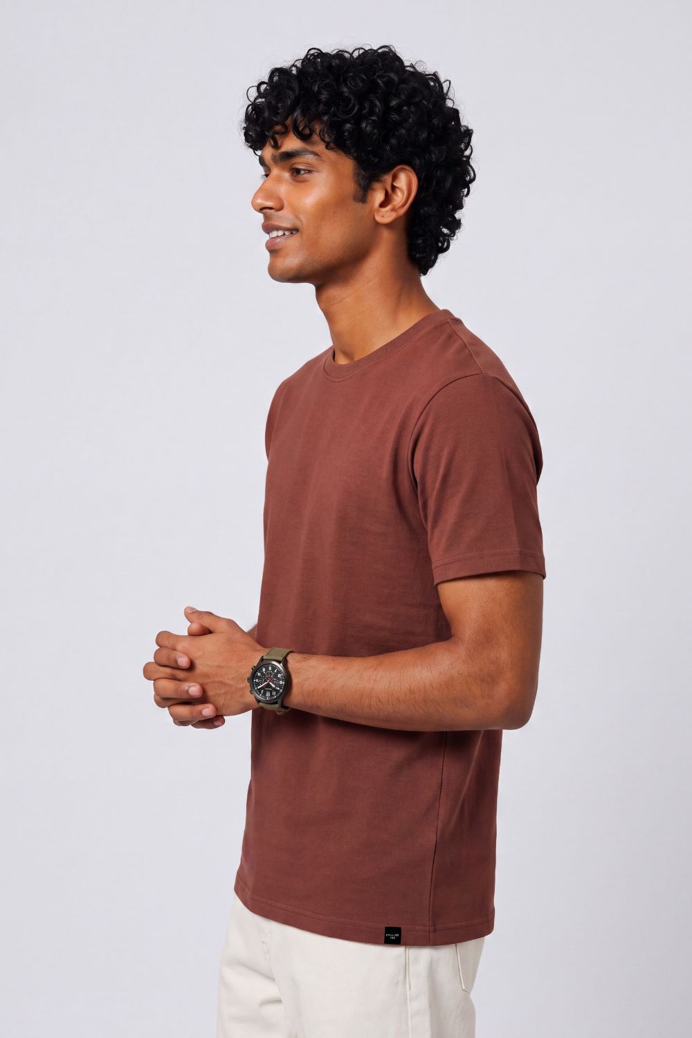 Mens Regular Fit Rust Solid  T-Shirt - Image 4
