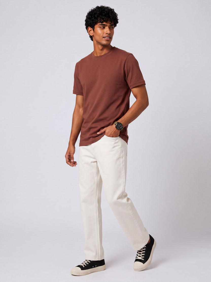 Mens Regular Fit Rust Solid  T-Shirt - Image 6