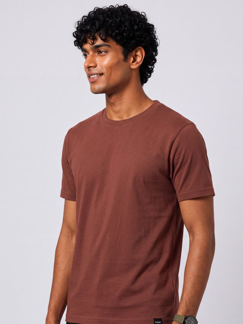 Mens Regular Fit Rust Solid  T-Shirt - Image 9