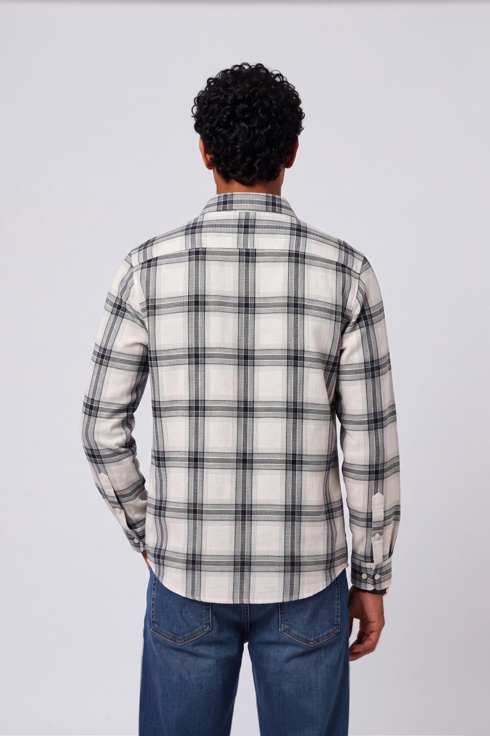 Mens Regular Fit White Checked Casual Shirt - Image 5