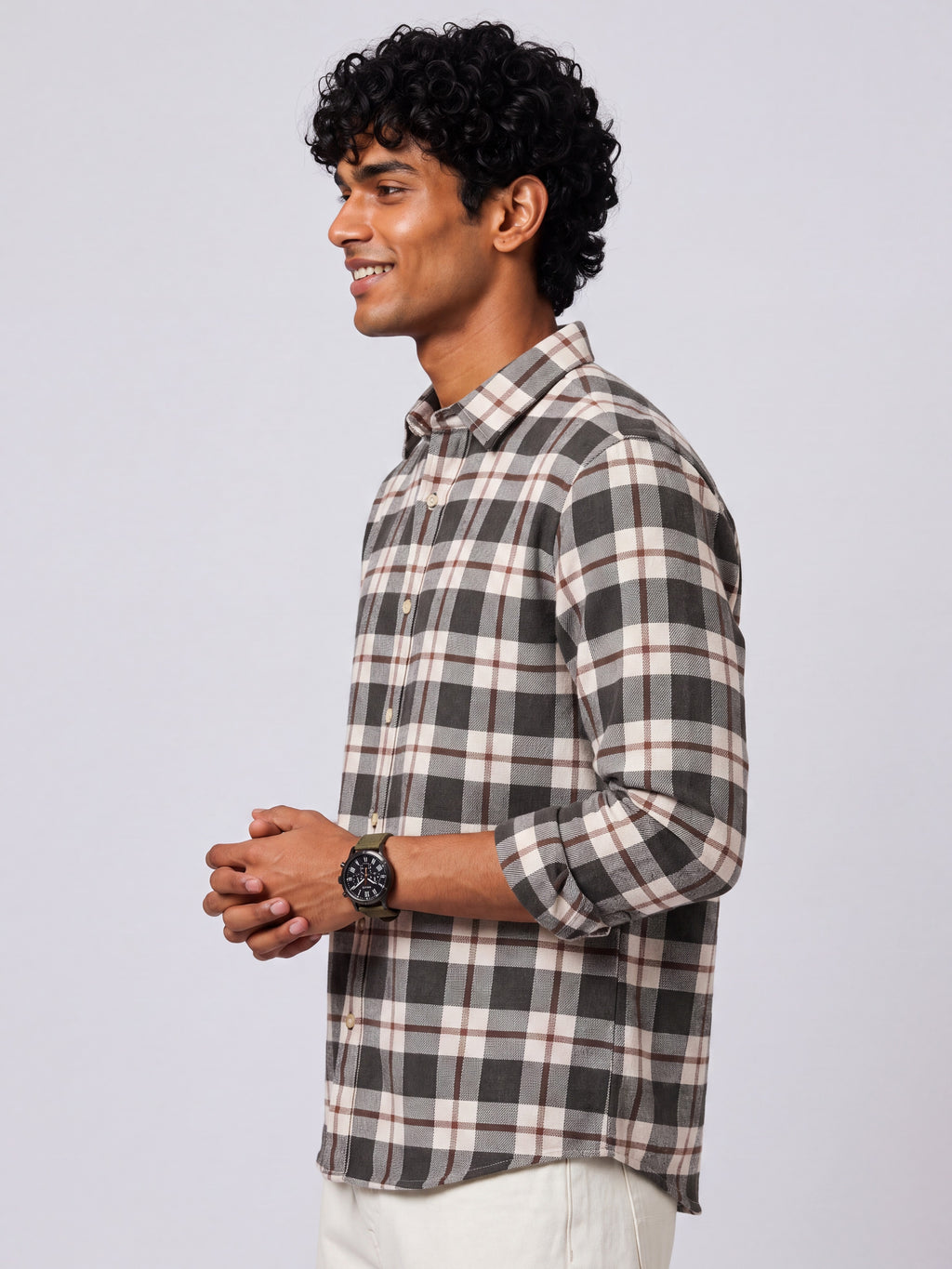 Mens Regular Fit Green Checked Casual Shirt - Image 4