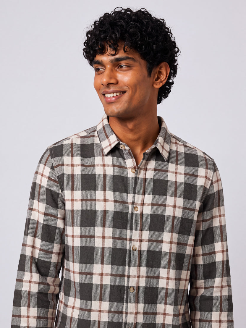Mens Regular Fit Green Checked Casual Shirt - Image 9