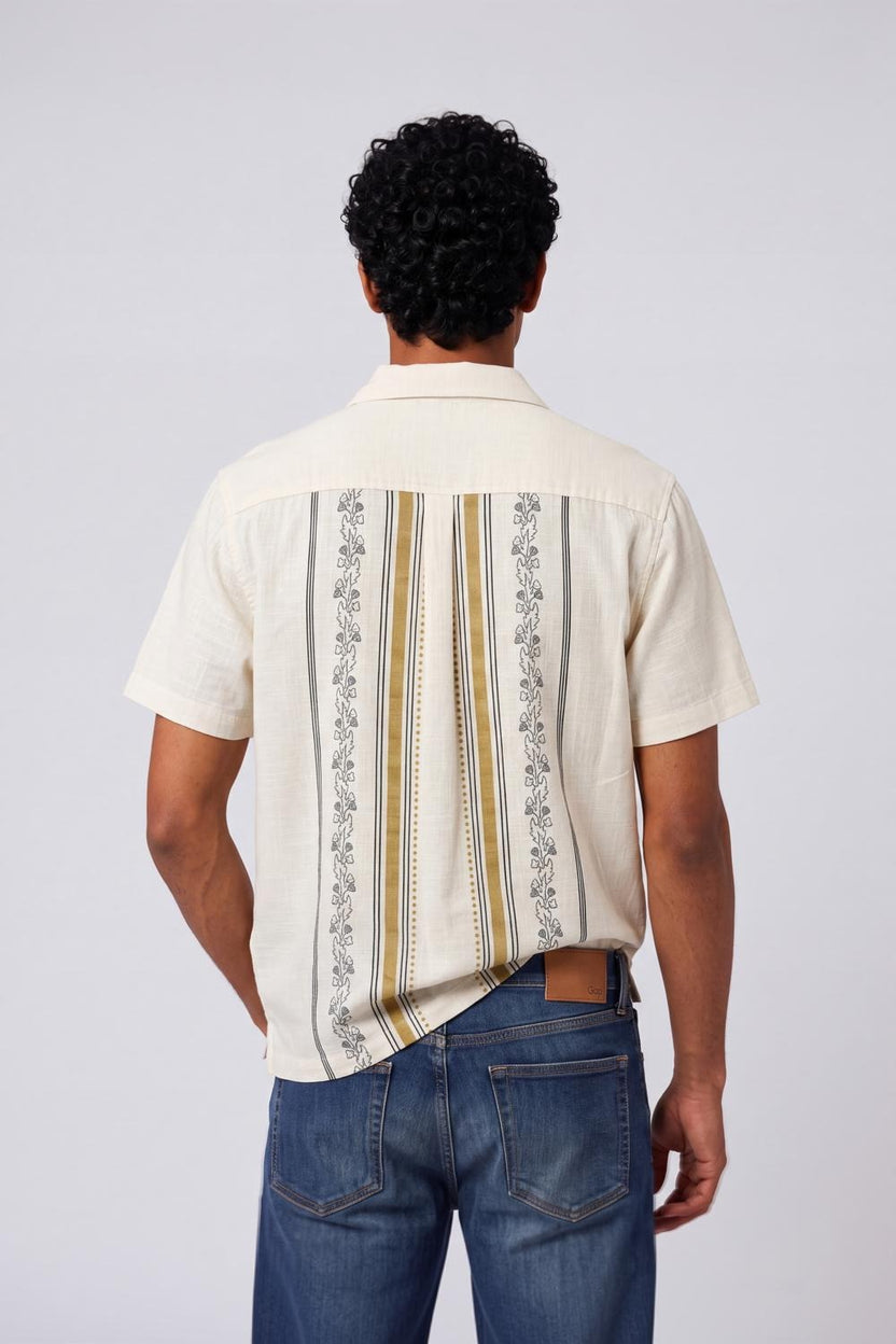 Mens Regular Fit Yellow Striped Casual Shirt - Image 5