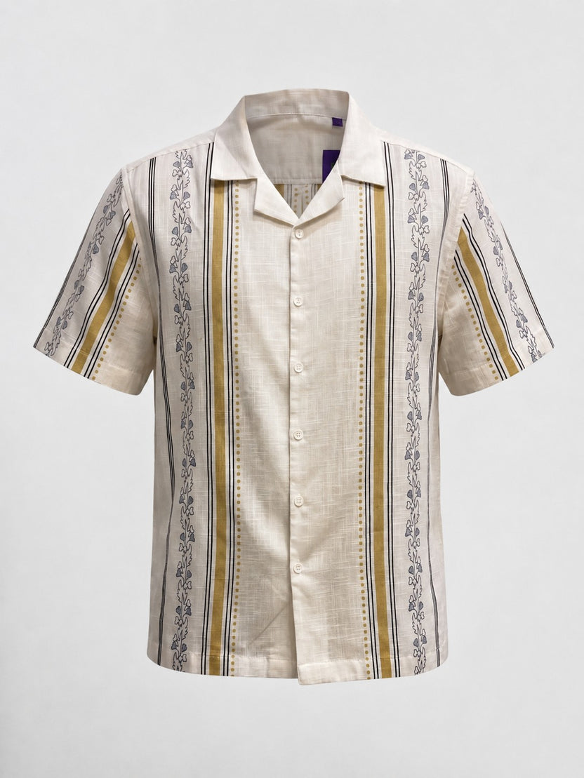 Mens Regular Fit Yellow Striped Casual Shirt - Image 7
