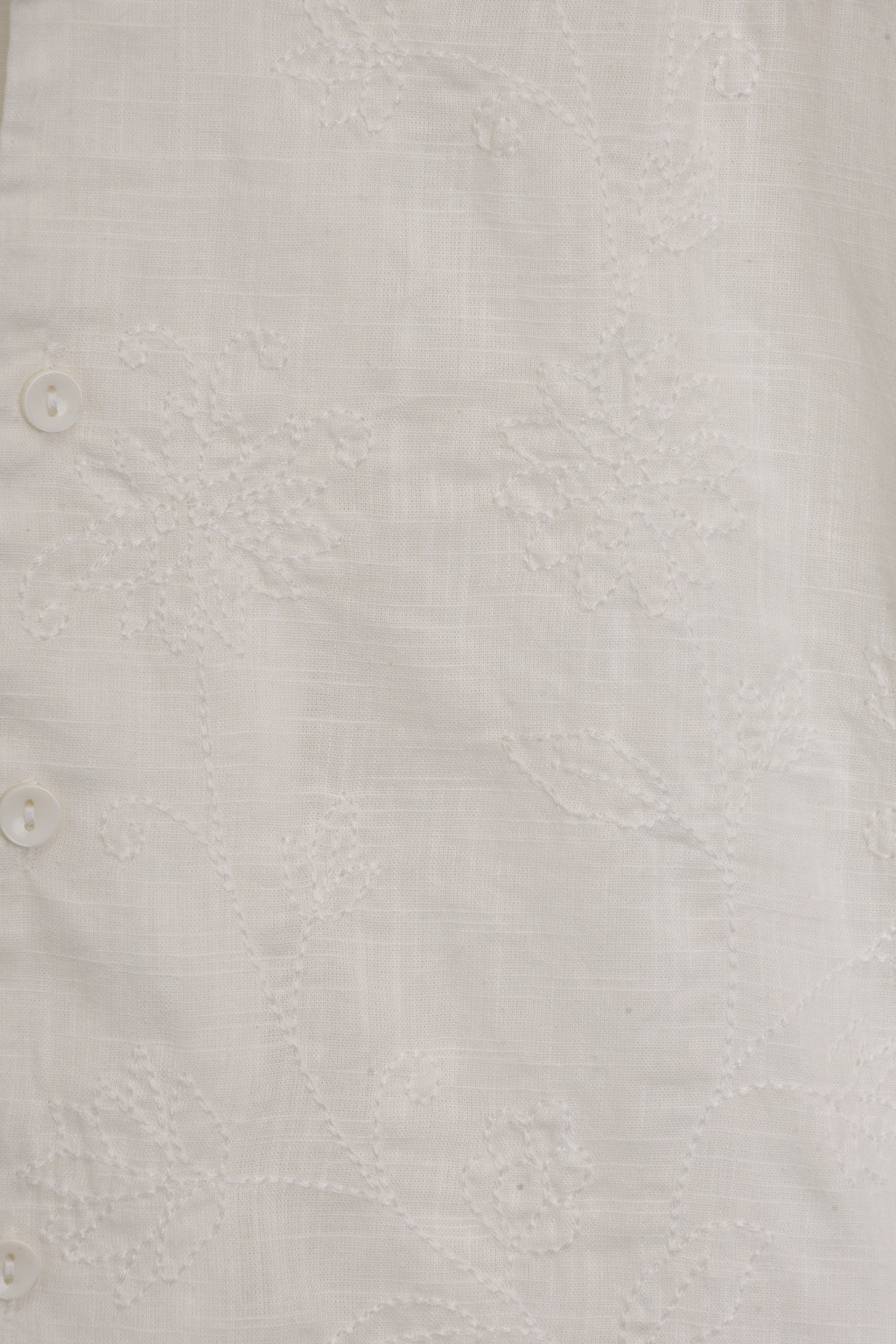 Mens Regular Fit Off White Embroidered Casual Shirt - Image 8