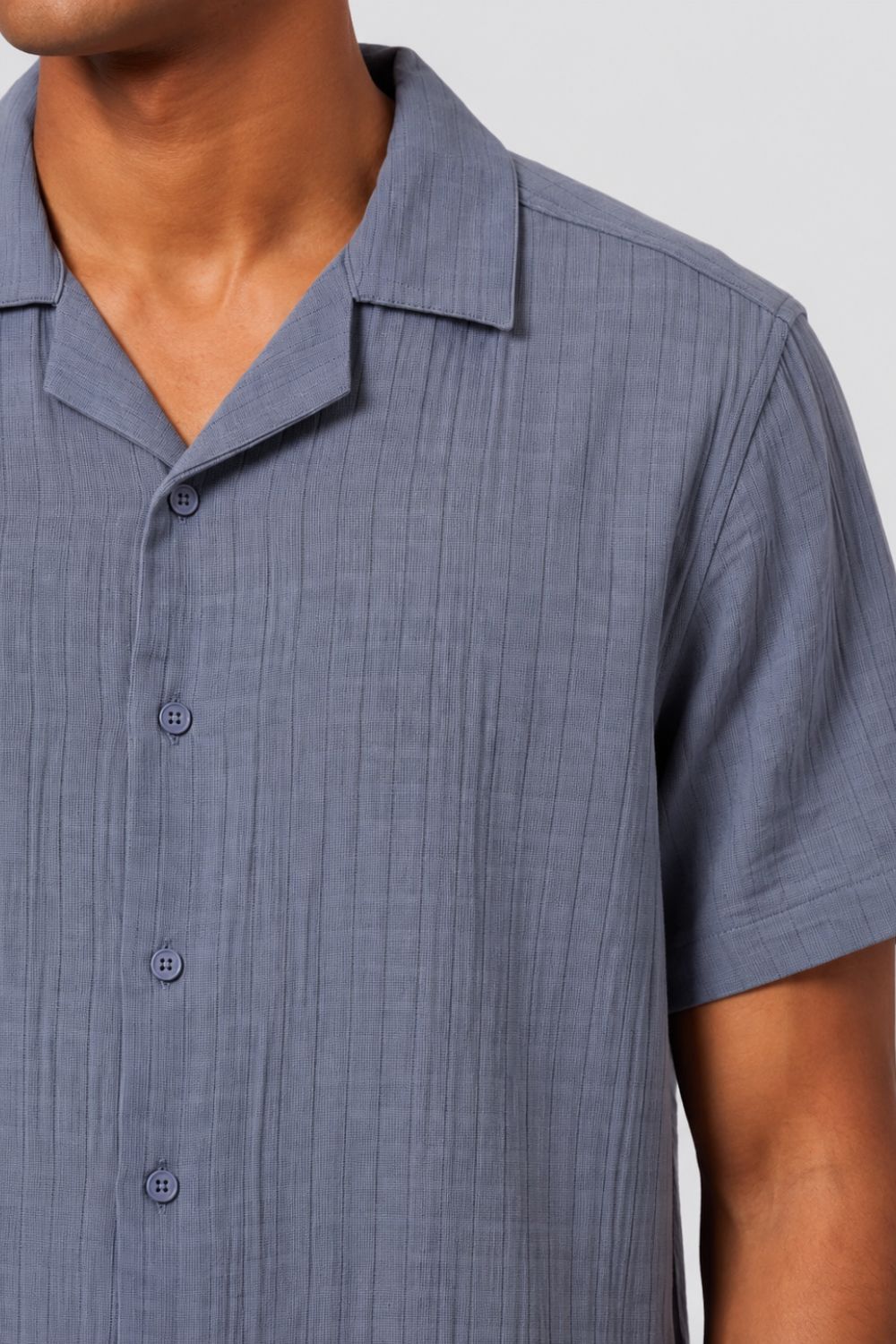 Mens Regular Fit Blue Self Design Casual Shirt - Image 9