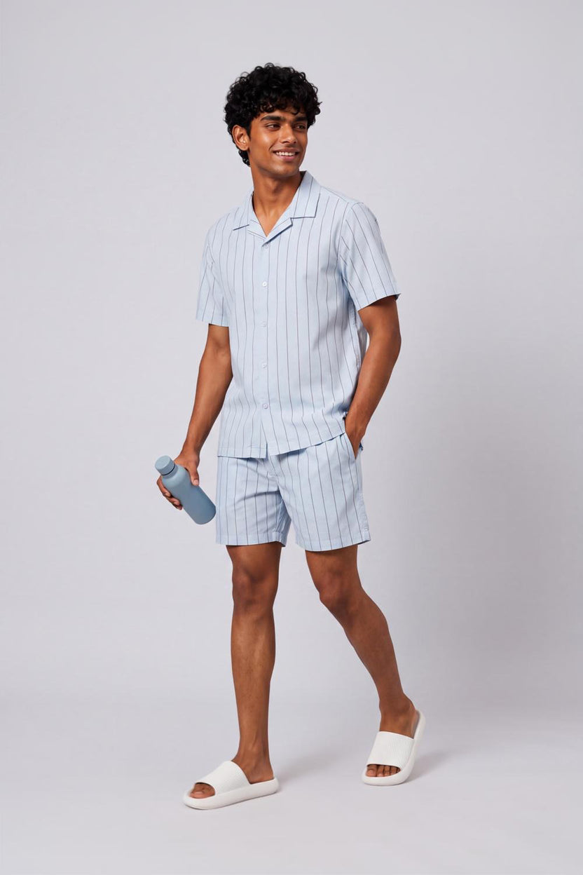 Mens Relaxed Fit Light Blue Striped Shirt - Image 6