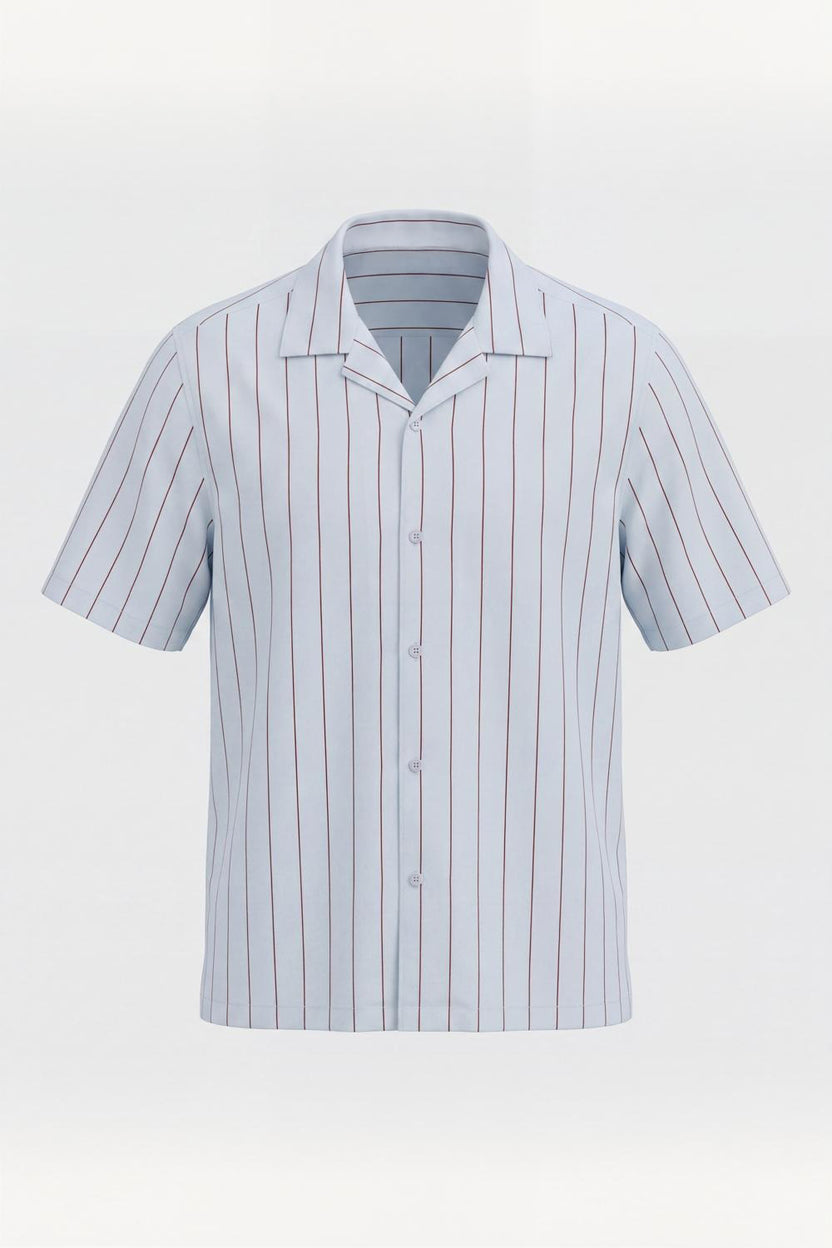Mens Relaxed Fit Light Blue Striped Shirt - Image 7