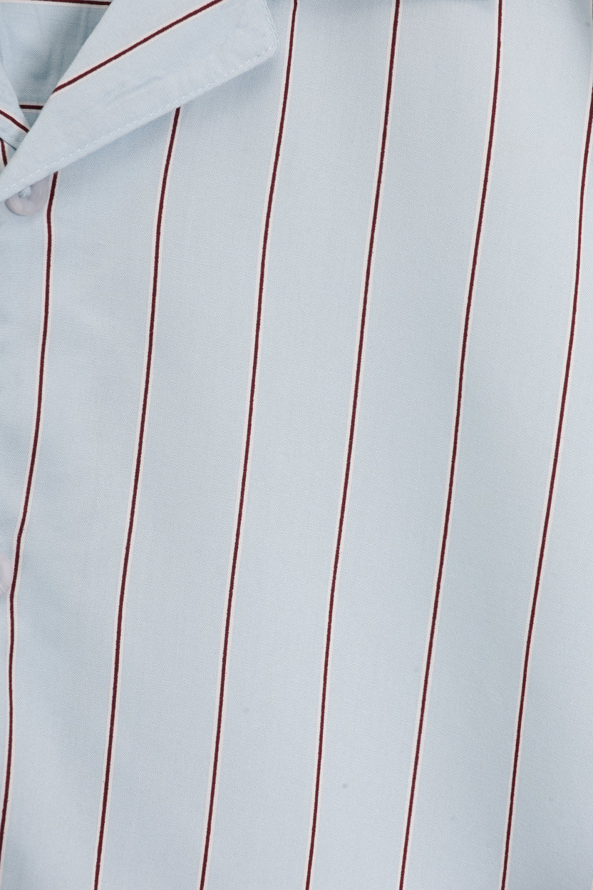 Mens Relaxed Fit Light Blue Striped Shirt - Image 8