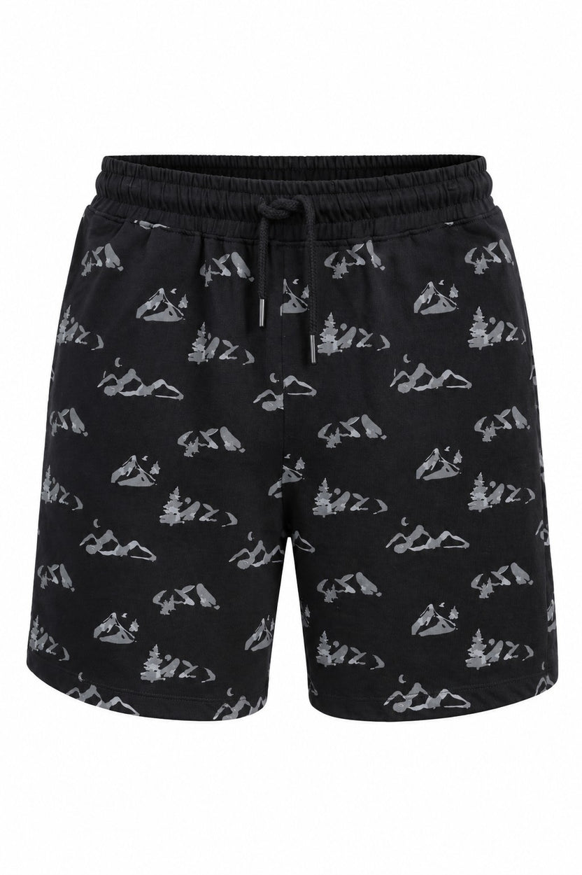 Mens Regular Fit Black Graphic Printed Shorts - Image 7