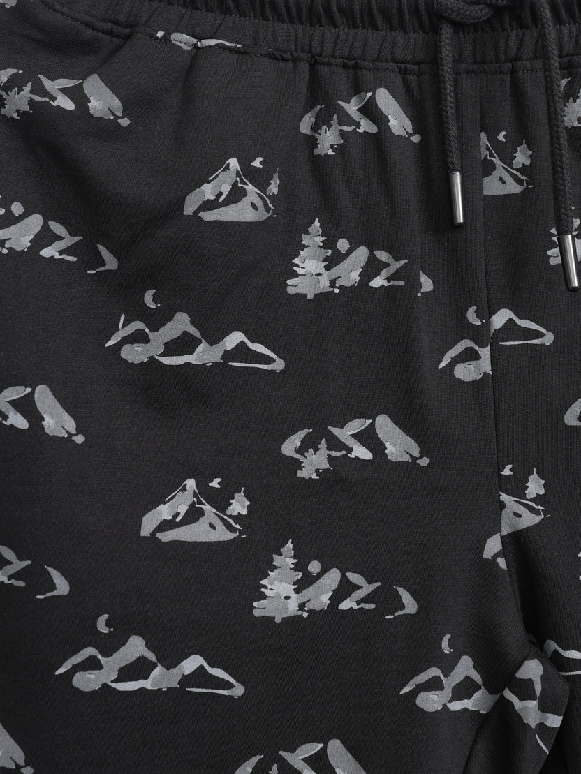 Mens Regular Fit Black Graphic Printed Shorts - Image 8