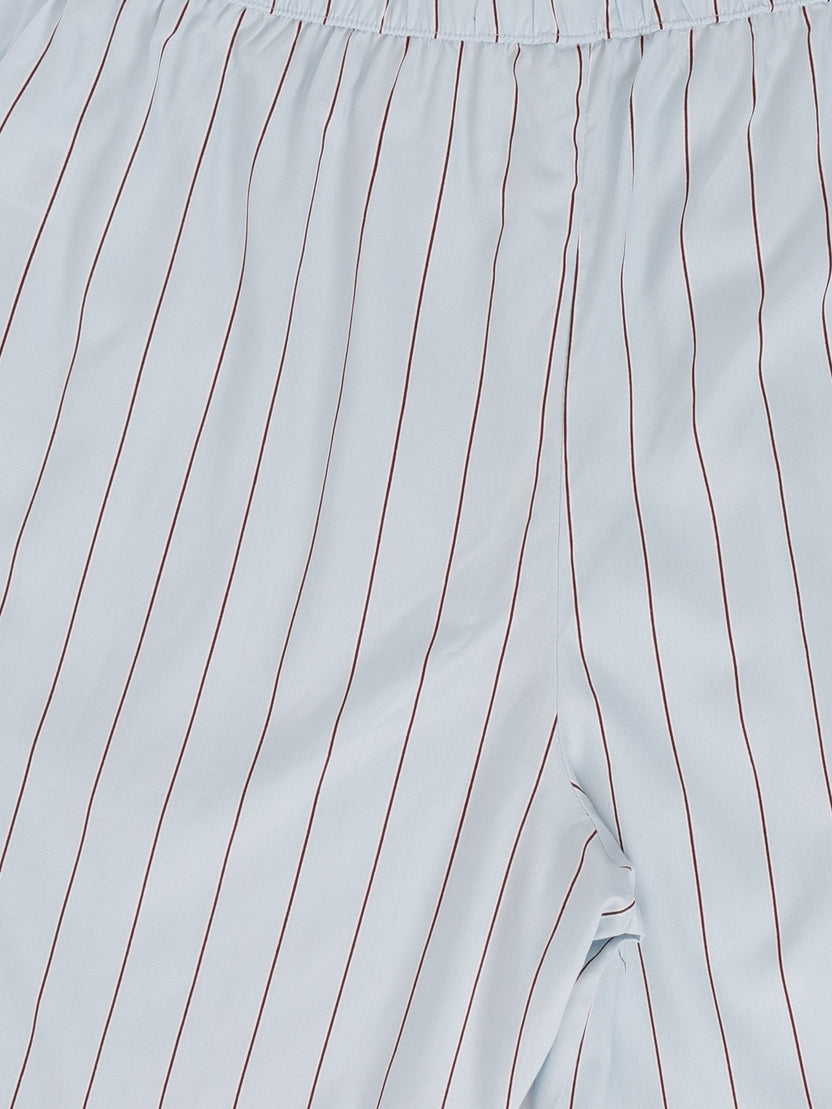 Mens Regular Fit Light Blue Striped Shorts - Image 8