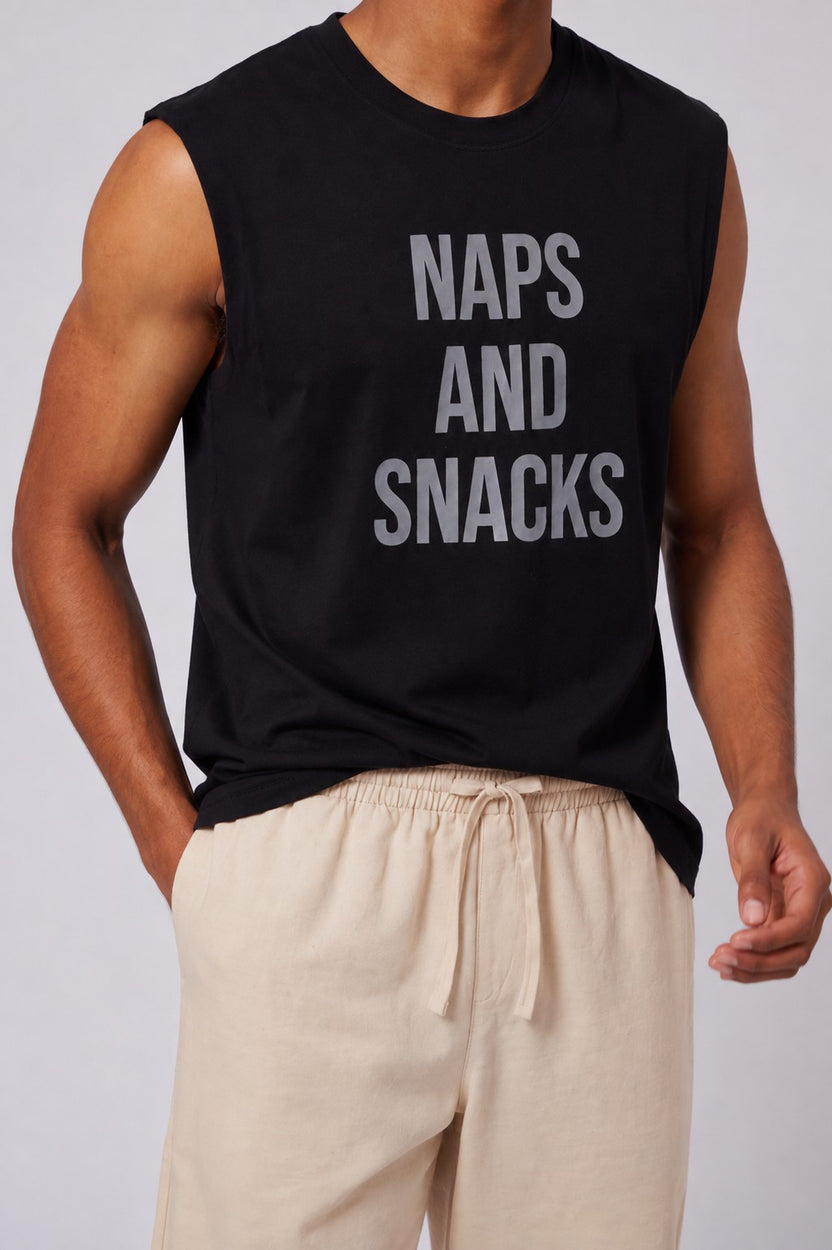 Mens Regular Fit Black Cotton Vest T-Shirt - Image 3