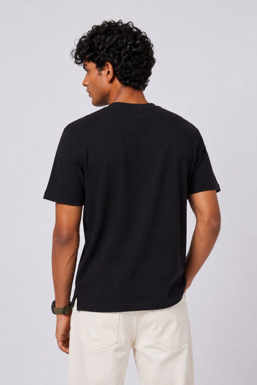 Mens Regular Fit Black Graphic Essential T-Shirt - Image 5