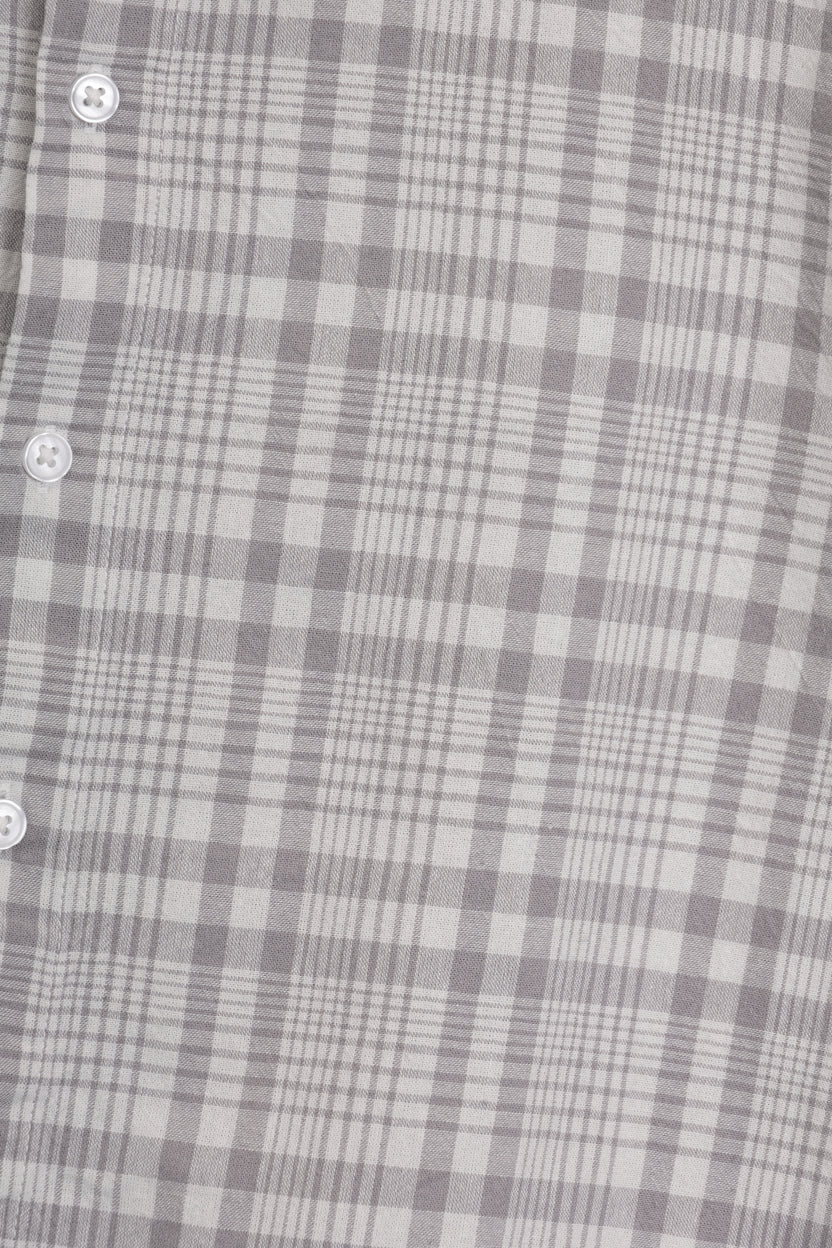 Mens Grey Checkered Cotton Regular Fit Shirt - Image 8