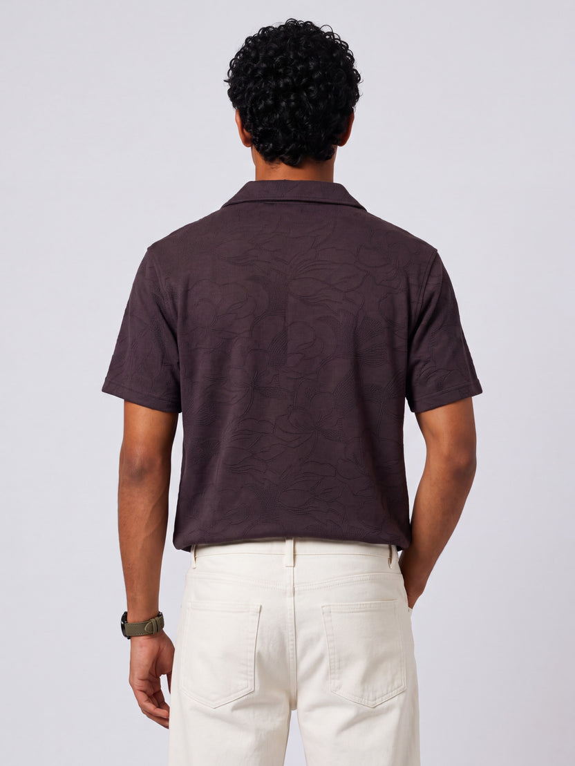 Mens Boxy Purple Self Design Festive Shirt - Image 5