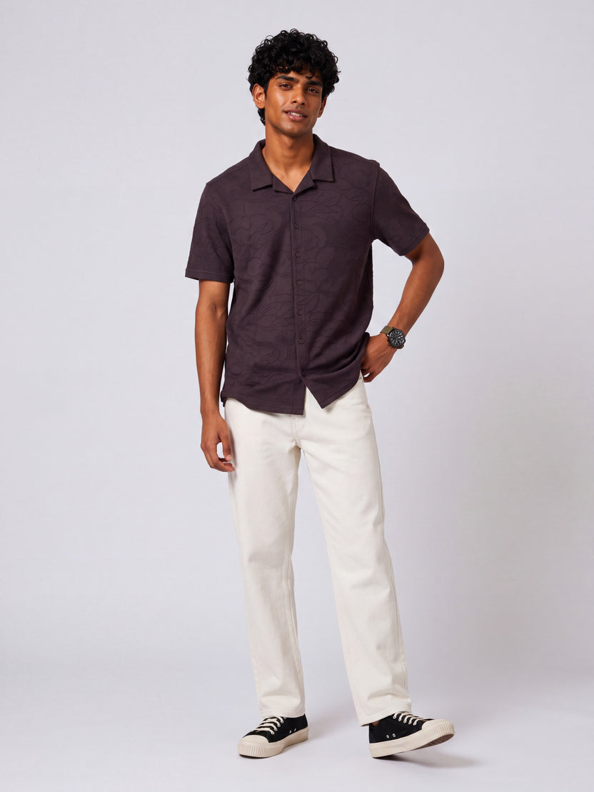 Mens Boxy Purple Self Design Festive Shirt - Image 6