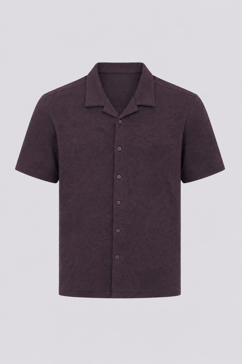 Mens Boxy Purple Self Design Festive Shirt - Image 7