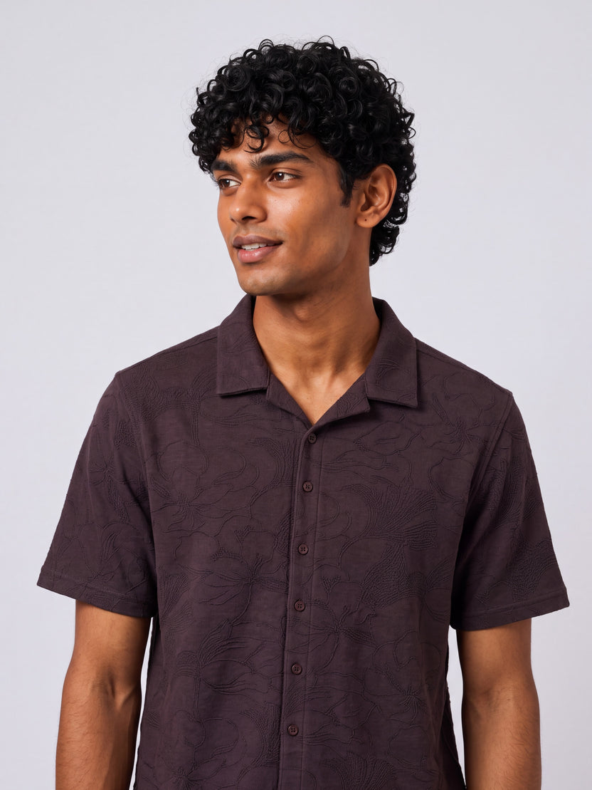 Mens Boxy Purple Self Design Festive Shirt - Image 9