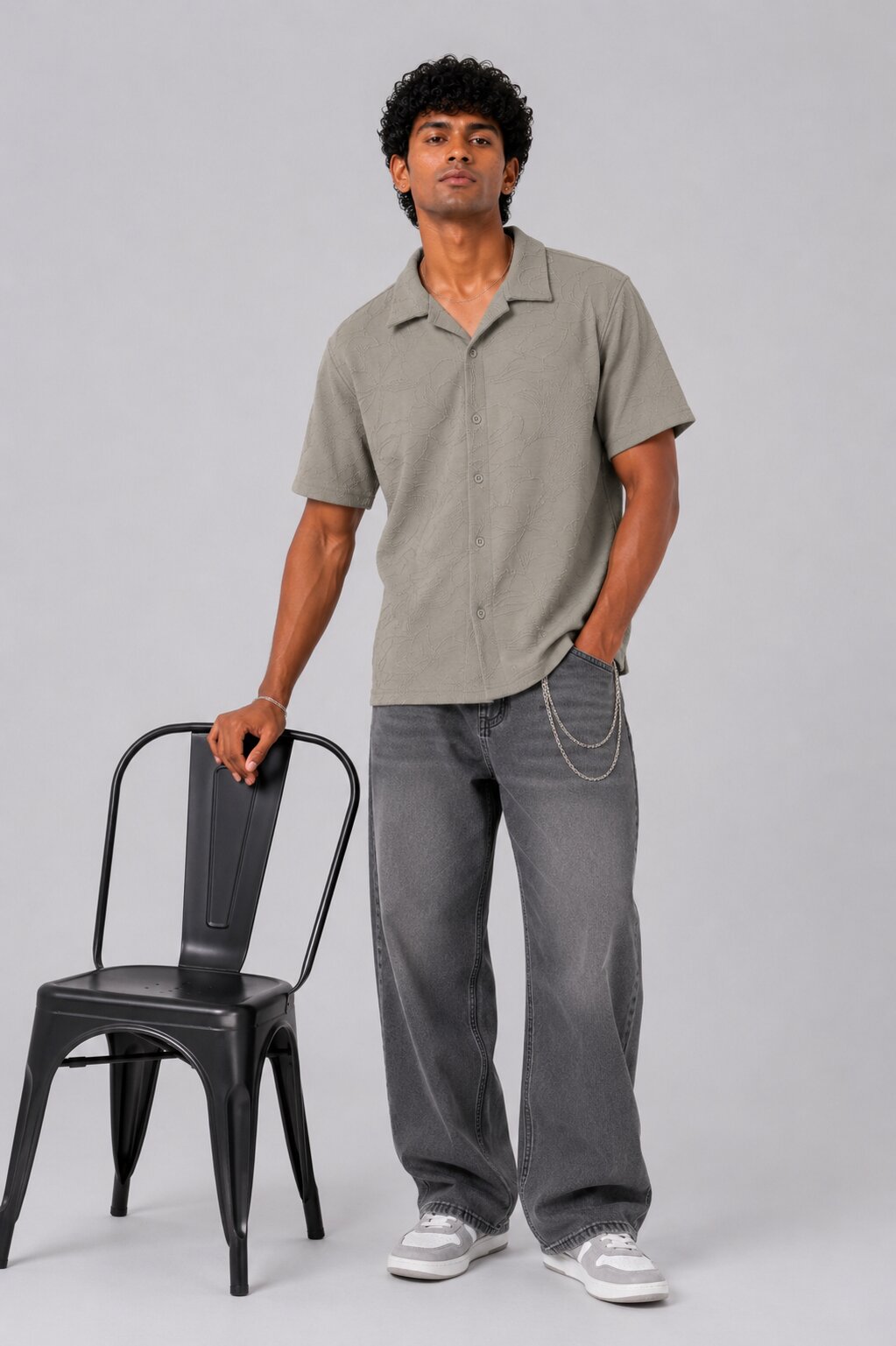 Mens Regular Fit Green Self Design Festive Shirt - Image 6
