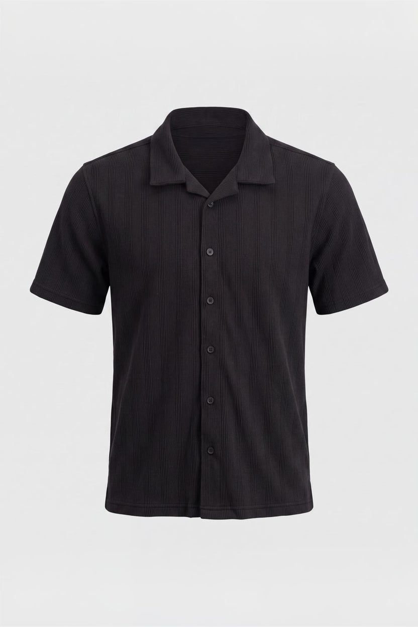Mens Regular Fit Black Self Design Casual Shirt - Image 7