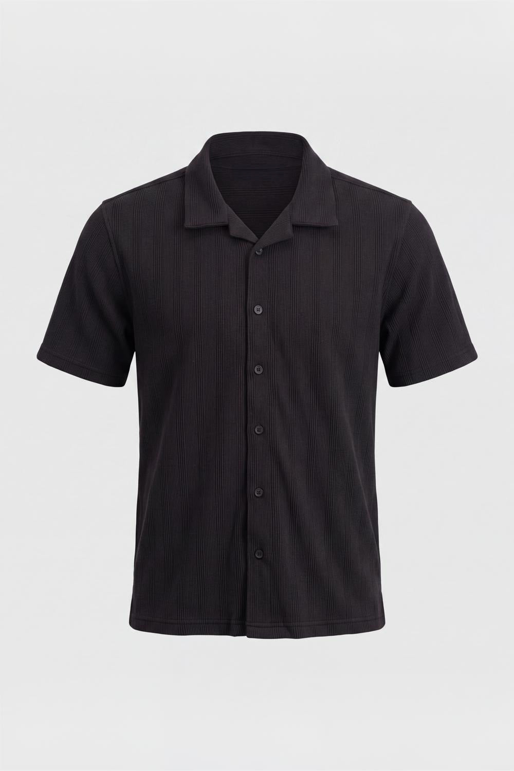 Mens Regular Fit Black Self Design Casual Shirt - Image 7