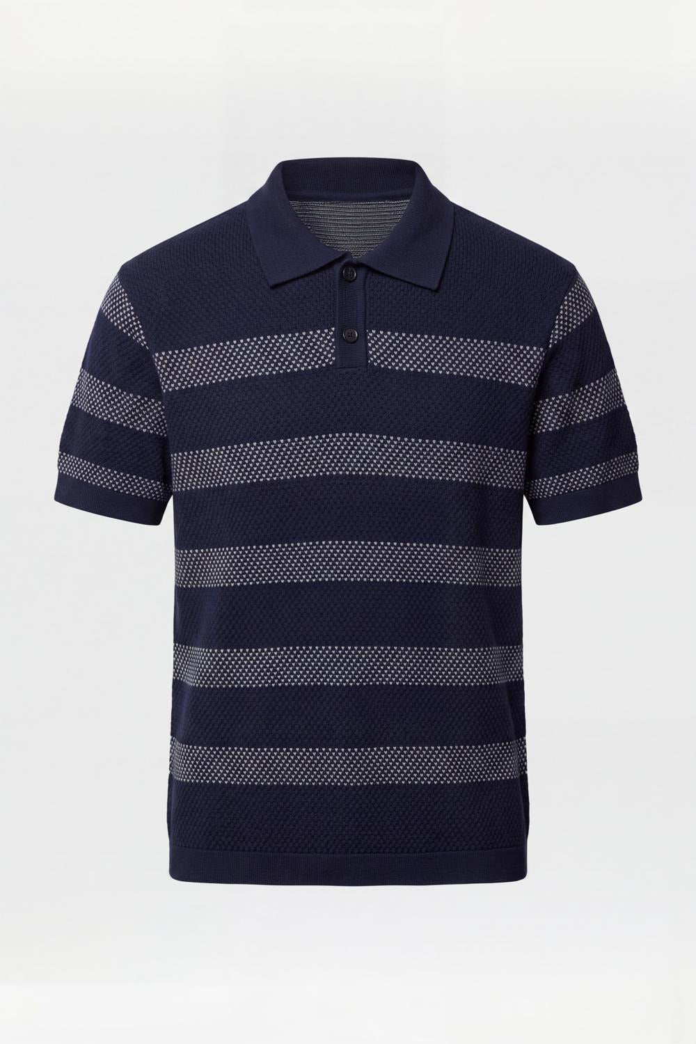 Mens Regular Fit Navy Striped Polo T-Shirt - Image 7