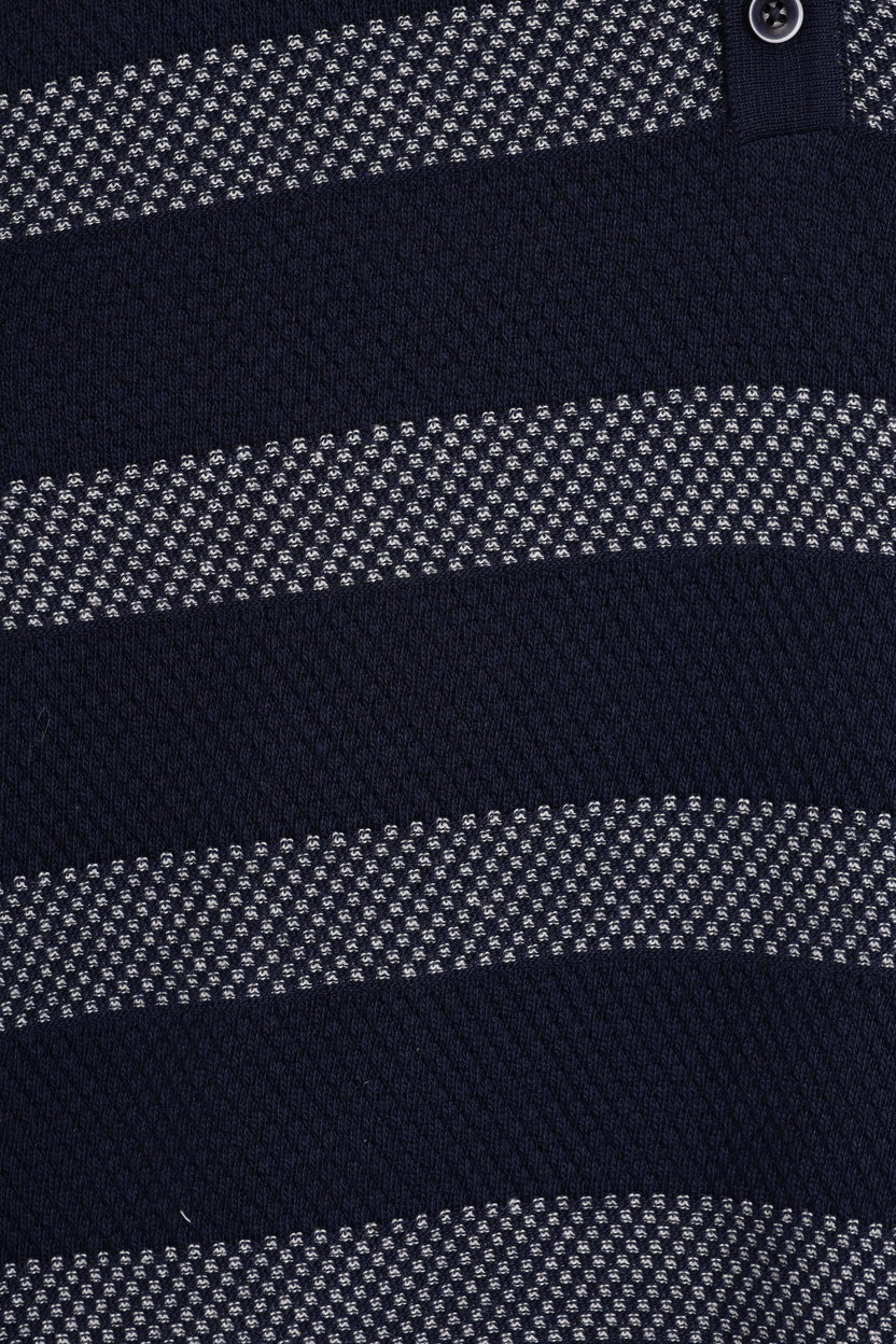 Mens Regular Fit Navy Striped Polo T-Shirt - Image 8