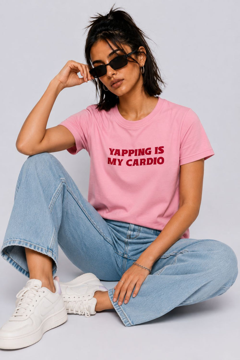 Womens Regular Fit Pink Typographic T-Shirt - Image 6