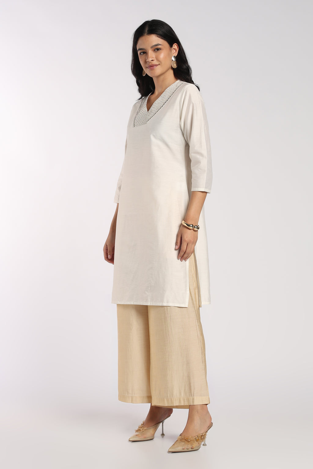 Womens Regular Fit Off White Everyday Essential Kurta - Image 4