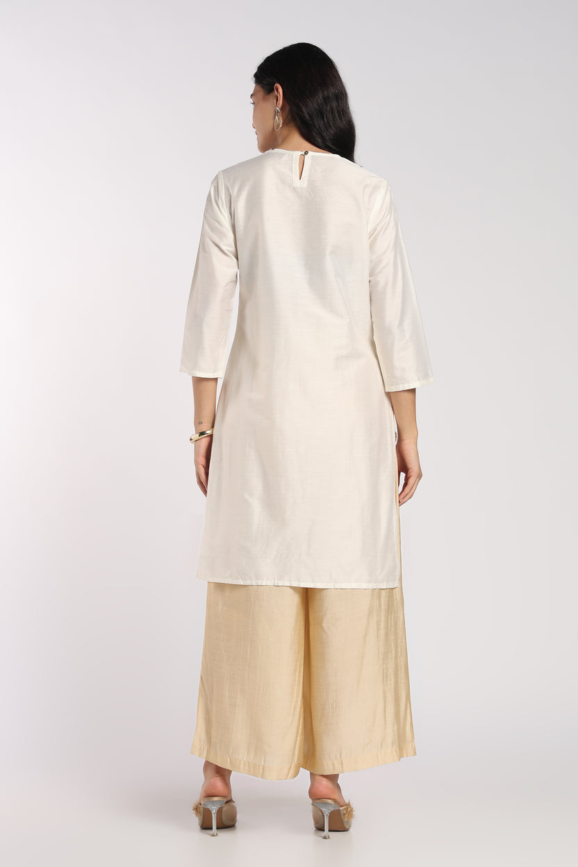 Womens Regular Fit Off White Everyday Essential Kurta - Image 5