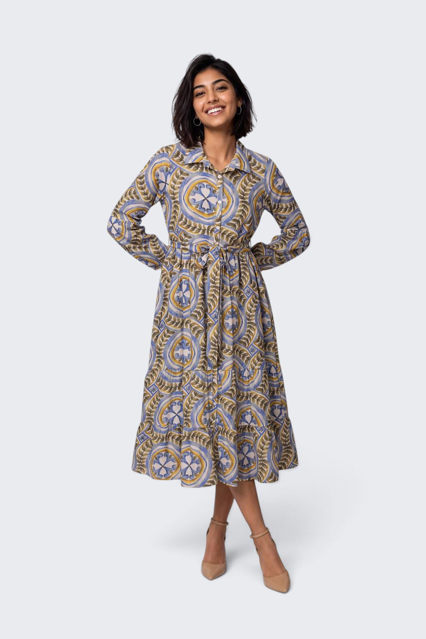 Womens Loose Fit Multi-coloured Geometric Dress - Image 2