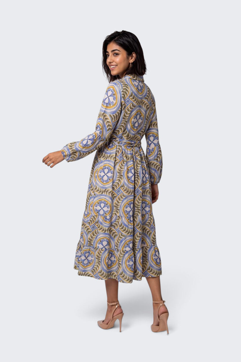 Womens Loose Fit Multi-coloured Geometric Dress - Image 5
