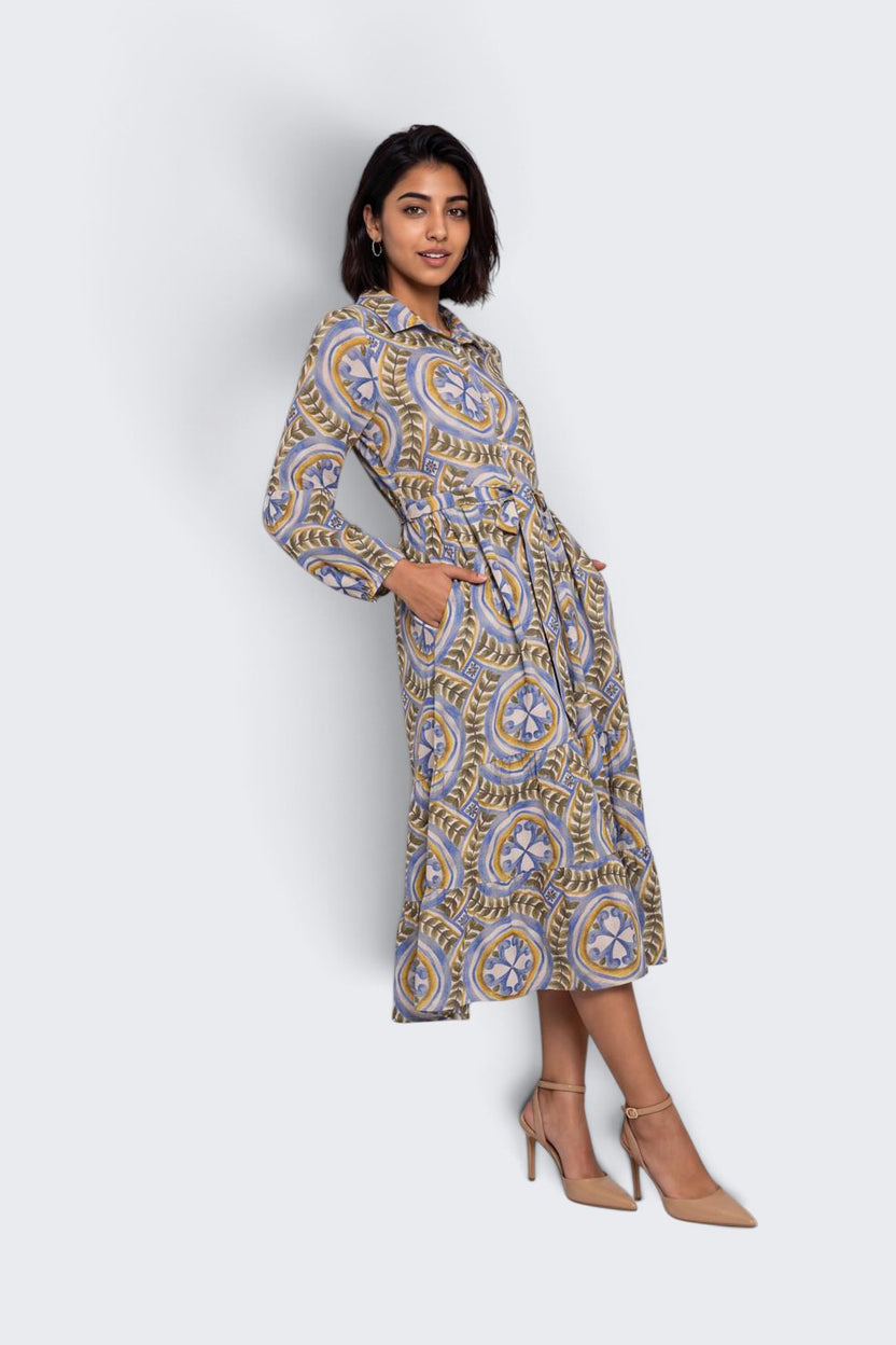 Womens Loose Fit Multi-coloured Geometric Dress - Image 6