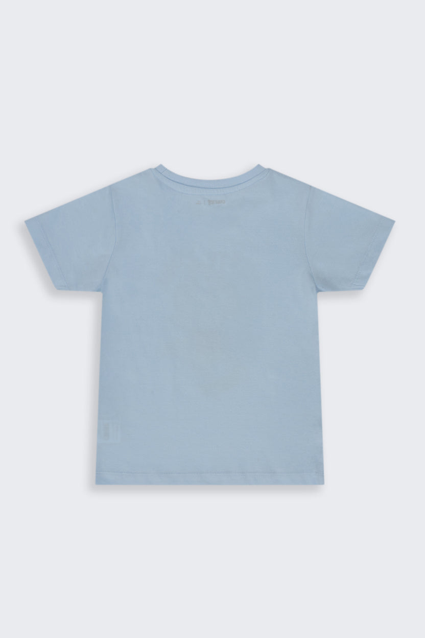 Boys Regular Fit Light Blue Cartoon T-Shirt - Image 3
