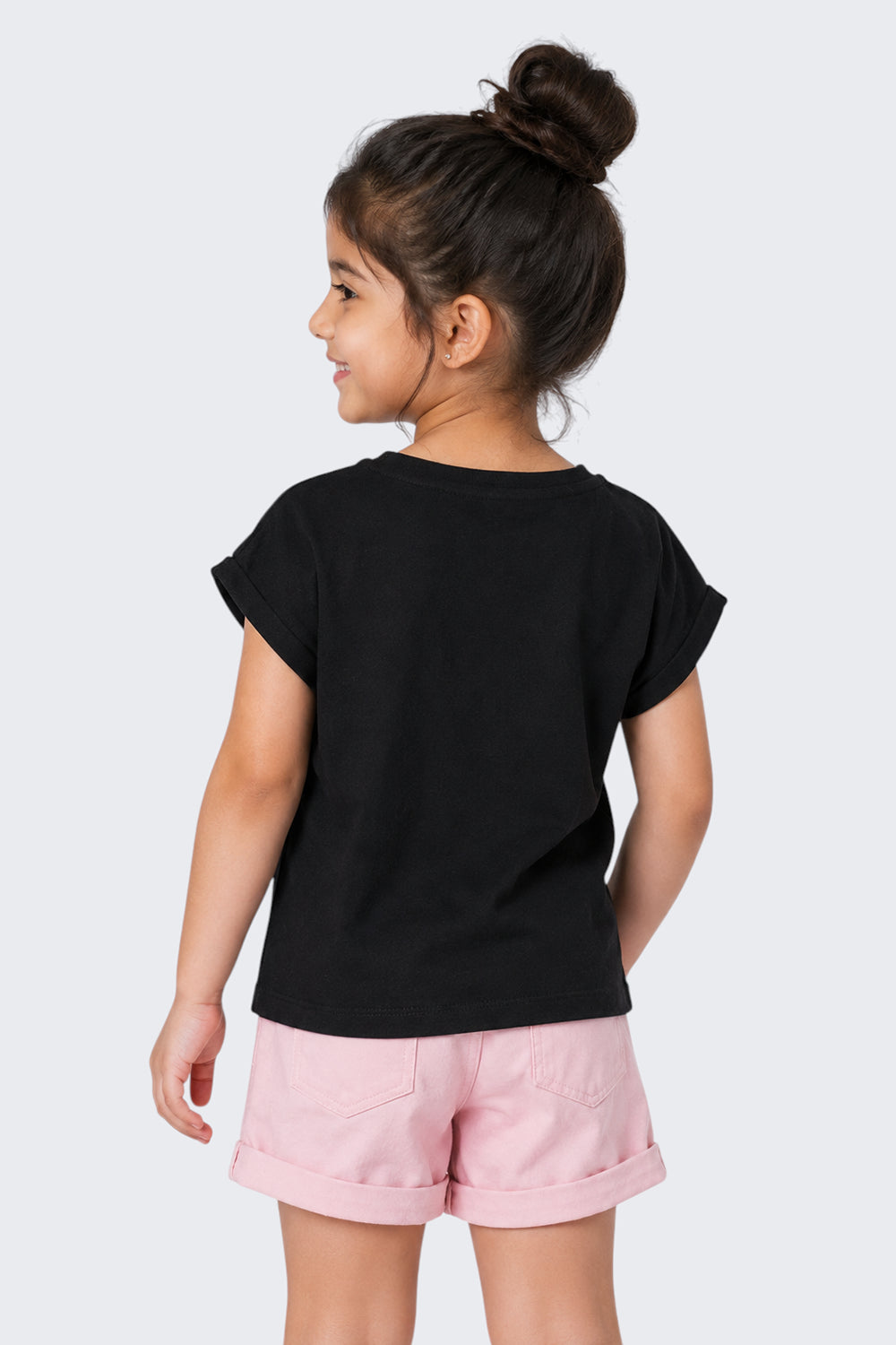 Girls Regular Fit Black Cartoon T-Shirt - Image 4