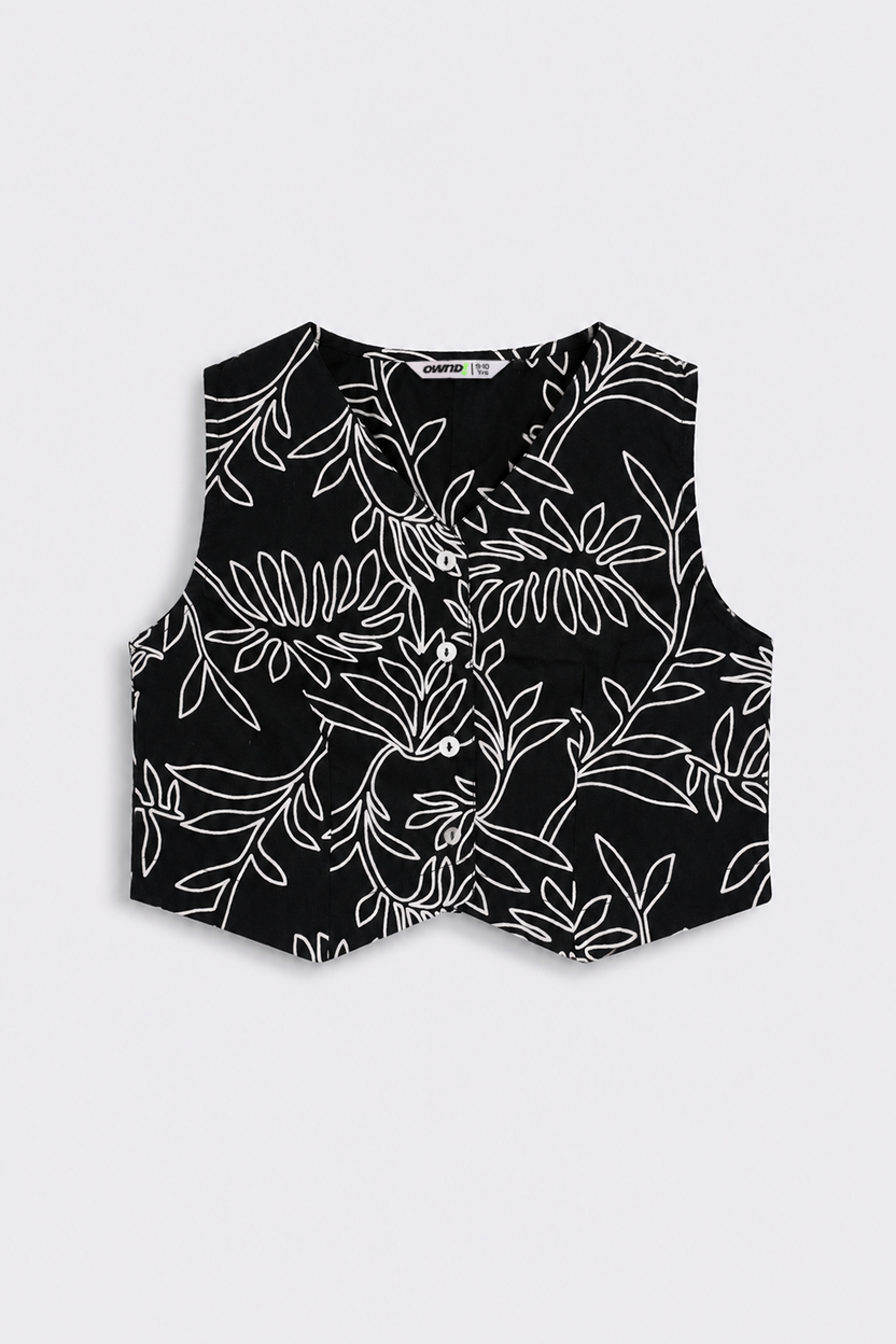 Tweens Girls Regular Fit Black Tropical Co-ord Set - Image 2