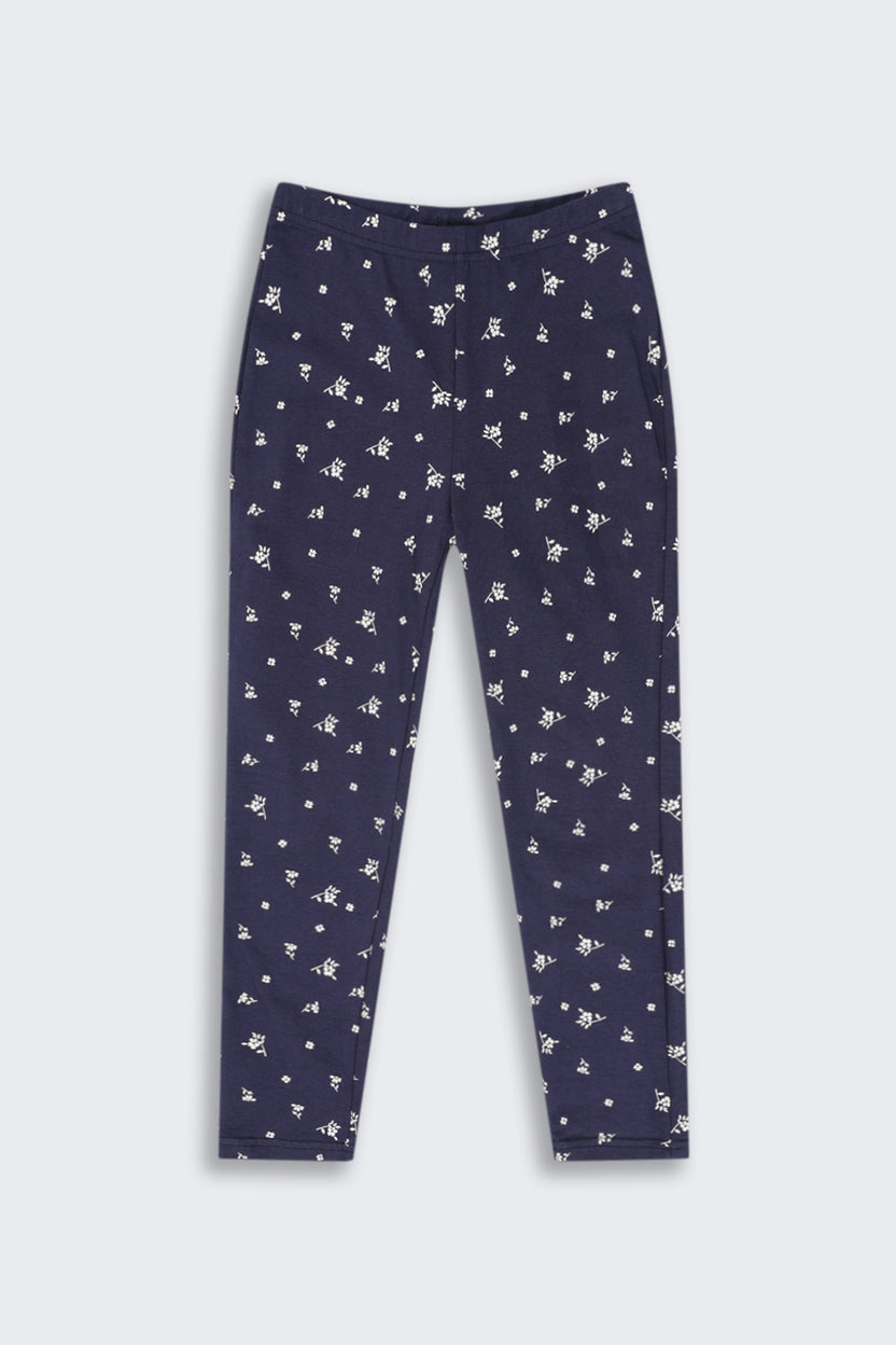 Tweens Girls Regular Fit Navy Printed Legging - Image 2