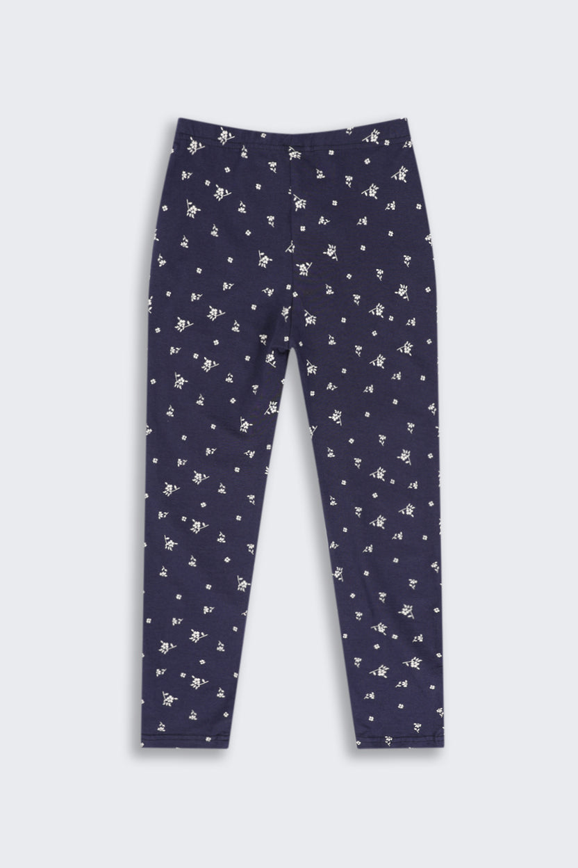 Tweens Girls Regular Fit Navy Printed Legging - Image 3