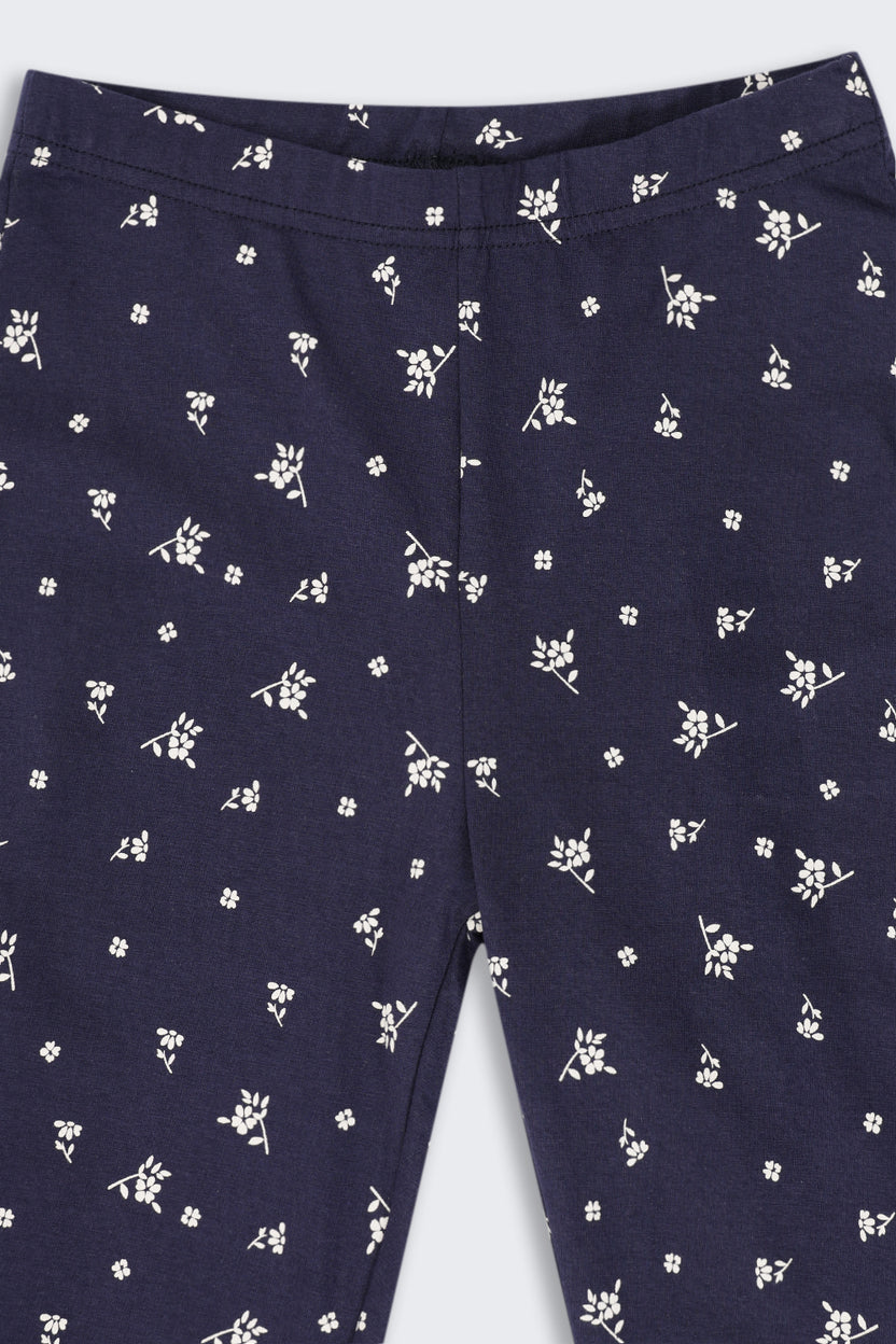 Tweens Girls Regular Fit Navy Printed Legging - Image 5