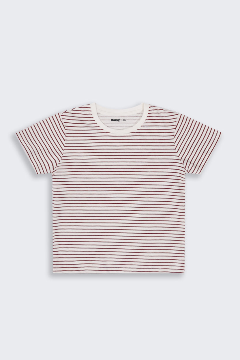 Tweens Girls Regular Fit White Striped T-Shirt - Image 2